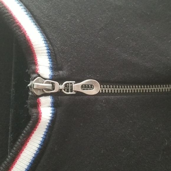 Cable & Gauge Black Striped Knee Length Short Sleeve T-shirt Dress Zip Up Collar - Picture 6 of 8